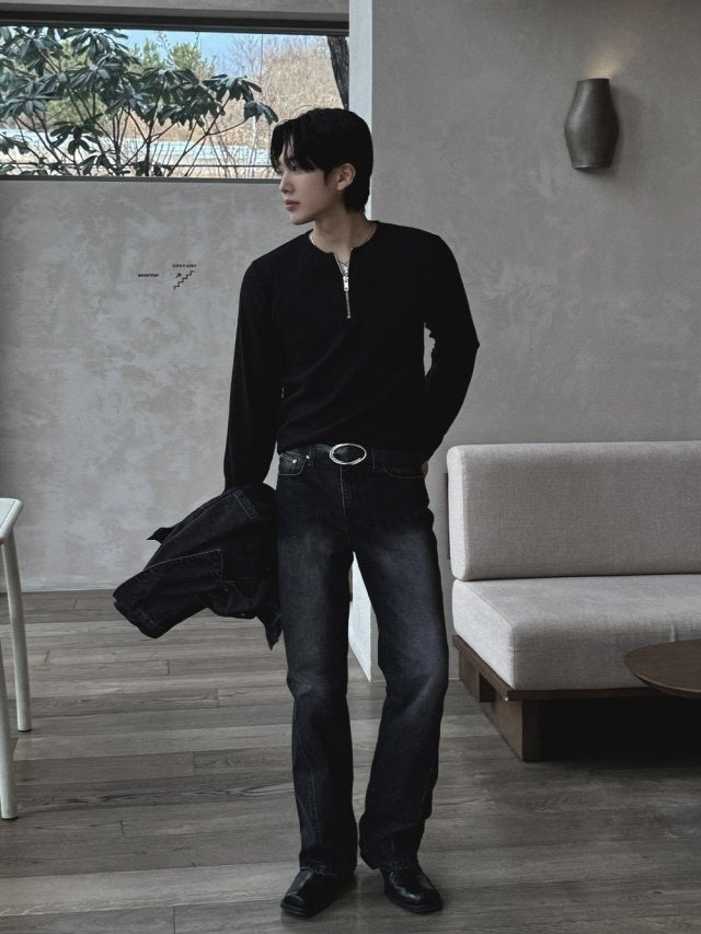 Barrel Zip Ribbed T-Shirt