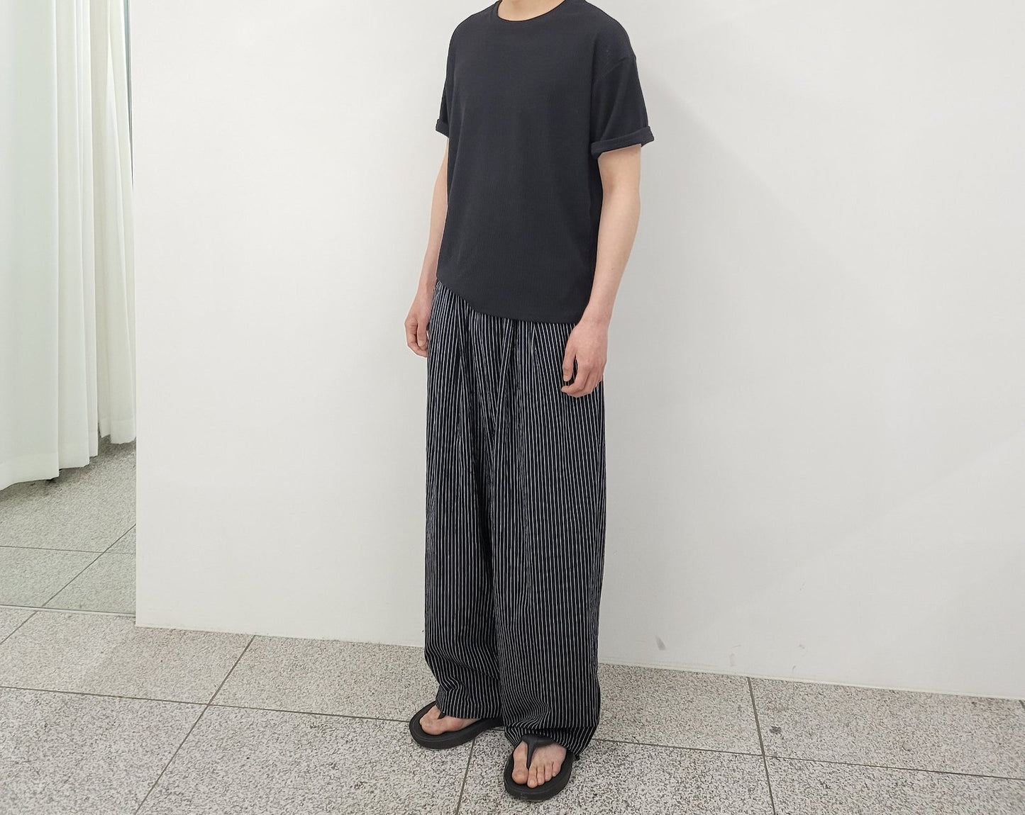 Bulky Fit Stripe Linen Pants