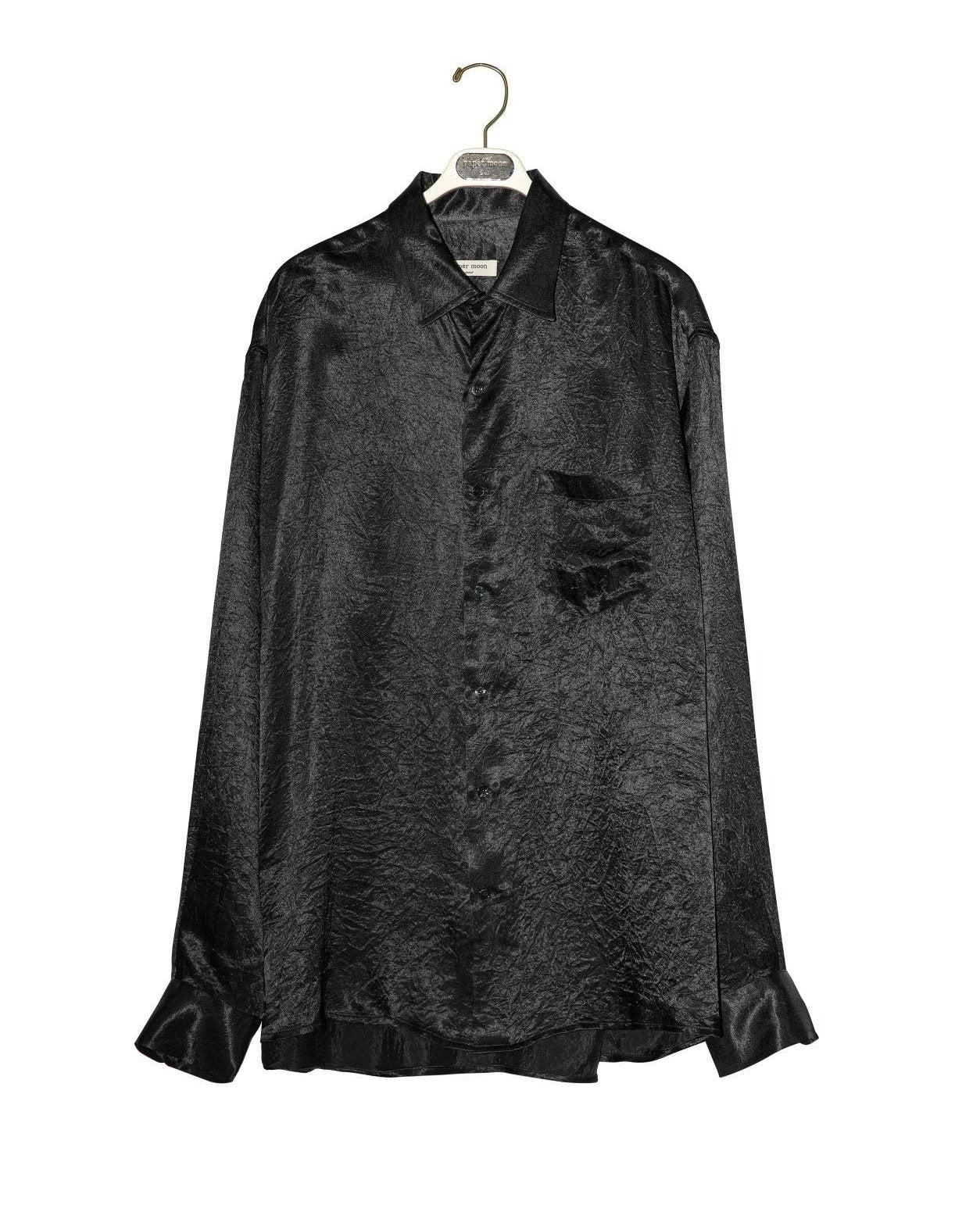 [PAPERMOON] SS / Oversized Wrinkle Silky Button Down Shirt