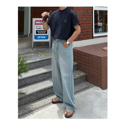 Linen Blend Back-Band Wide Denim