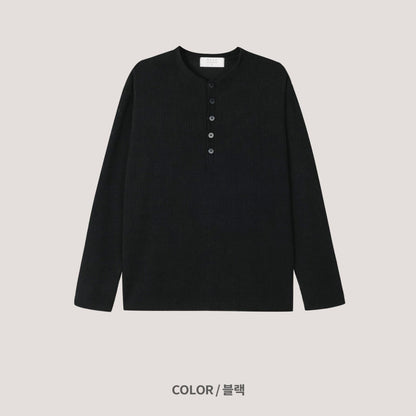 Soft Rib Henley Neck Knit