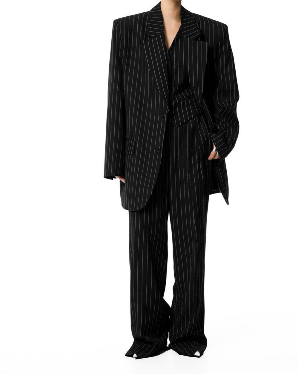 [PAPERMOON] SS / Wide Pin Stripe Set Up Suit Single Blazer