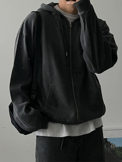 Waffle Hooded Zip-up