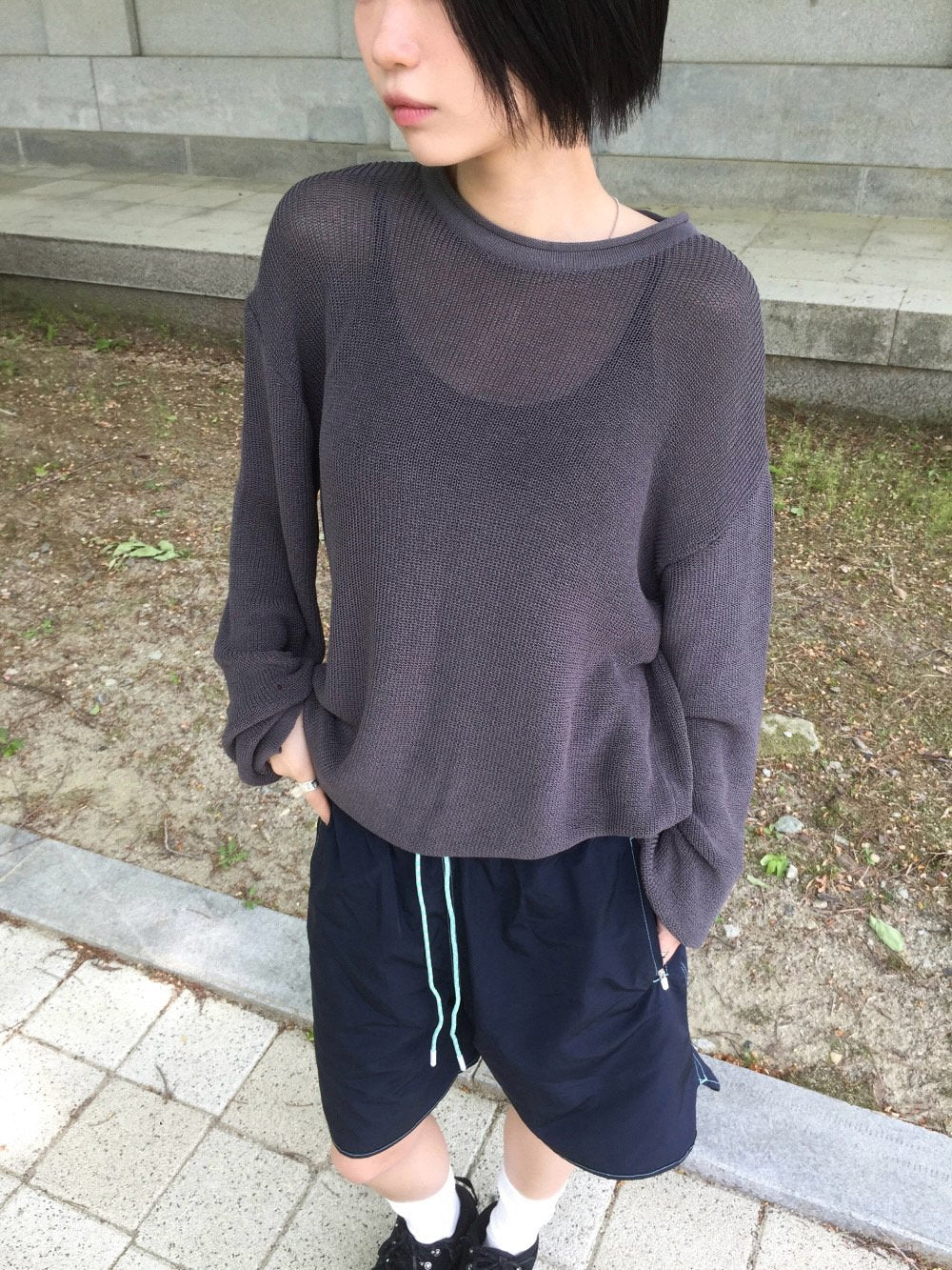 Pigment-Washed Nylon Shirt Jacket