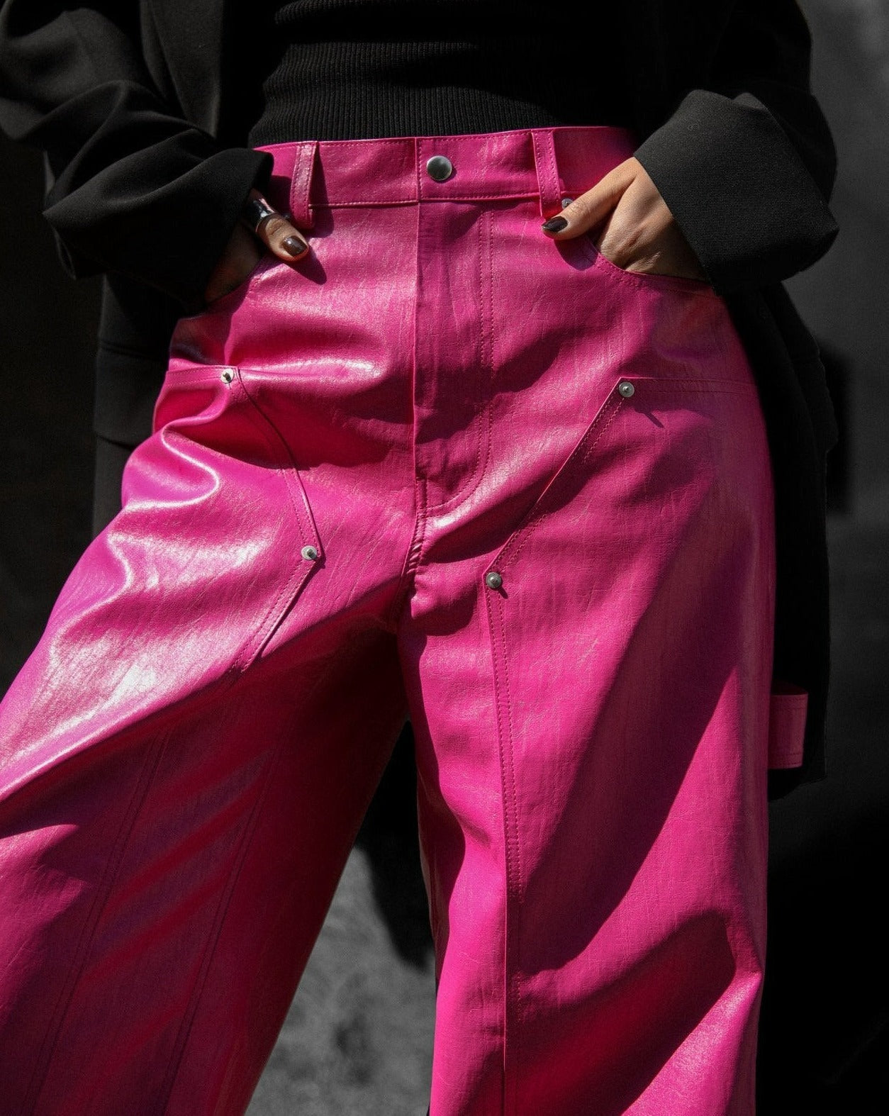 【PAPERMOON 페이퍼 문】SS / Vivid Vegan Leather Carpenter Trousers