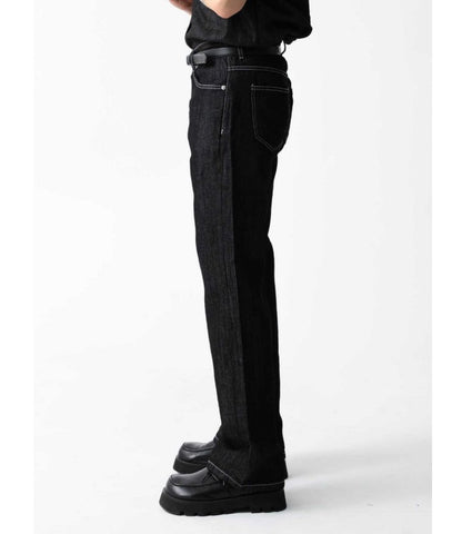 Black Linen Blend Denim Pants