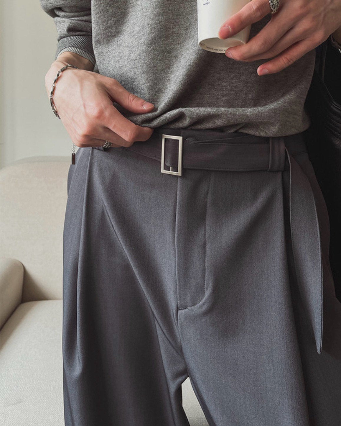 Loop Belted Wide Pants