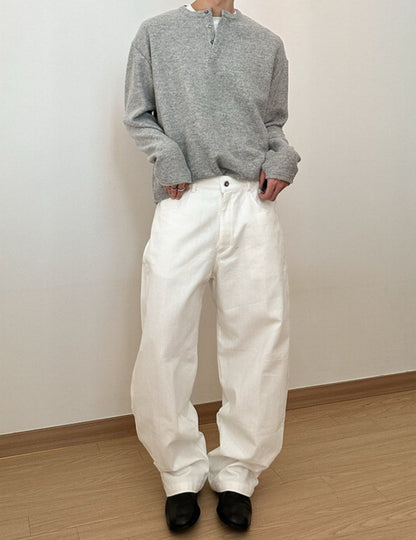 Balloon Stripe Tapered Denim Pants