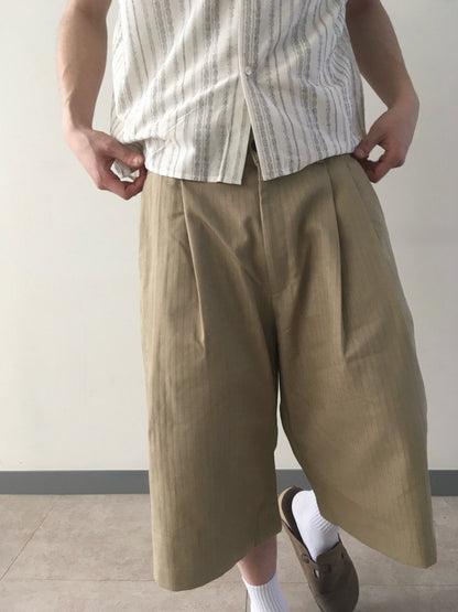 Herringbone Non-Fade Denim Bermuda Shorts