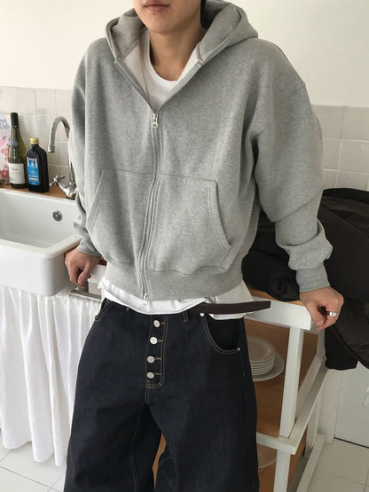 Tone Cropped Fleece Zip Hoodie