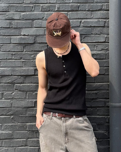 Compact Rib Henley Tank