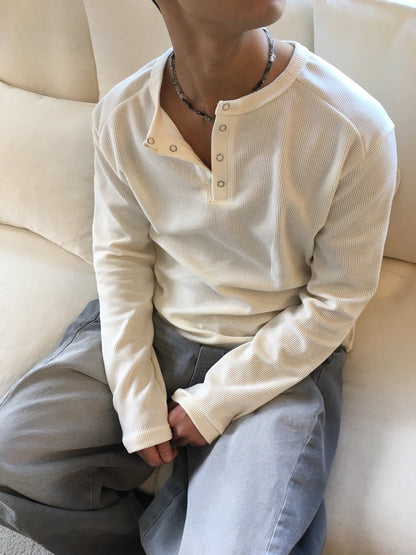 Soft Waffle Henley Long Sleeve