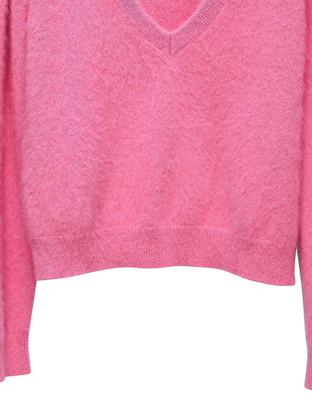 PAPERMOON Luxe Raccoon-Hair Deep V-Neck Knit