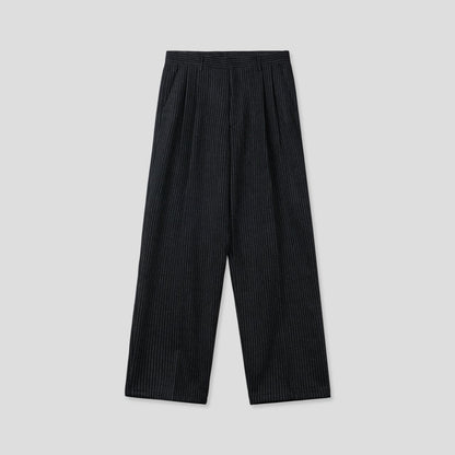 Winter Stripe Two-Tuck Wool Slacks