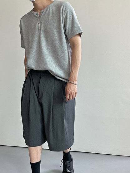 Stripe Banding Two-Tuck Shorts