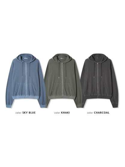 Waffle Hooded Zip-up