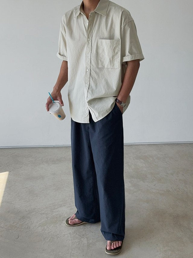 Pigment-Washed Nylon Shirt Jacket