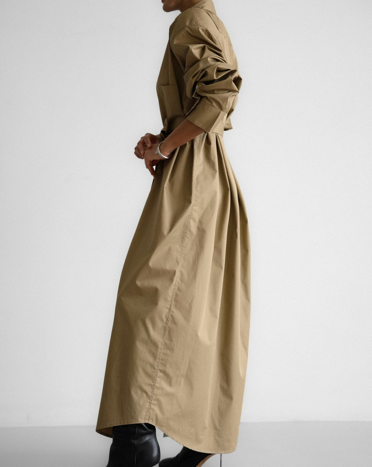 【PAPERMOON 페이퍼 문】SS / Trench Belted Detail Button Down Maxi Shirt Dress