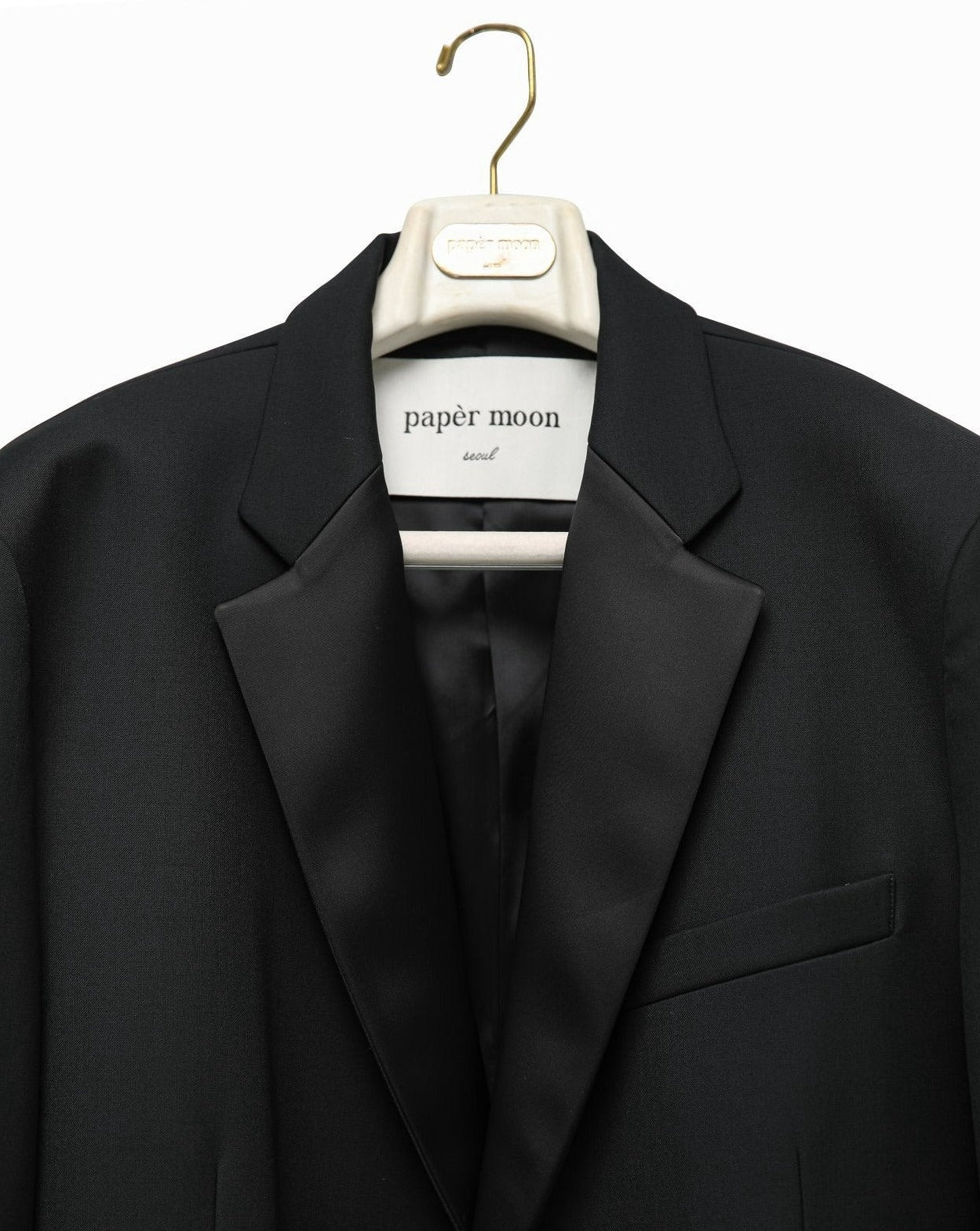 [PAPERMOON] SS / Oversized Silky Lapel Single Tuxedo Blazer