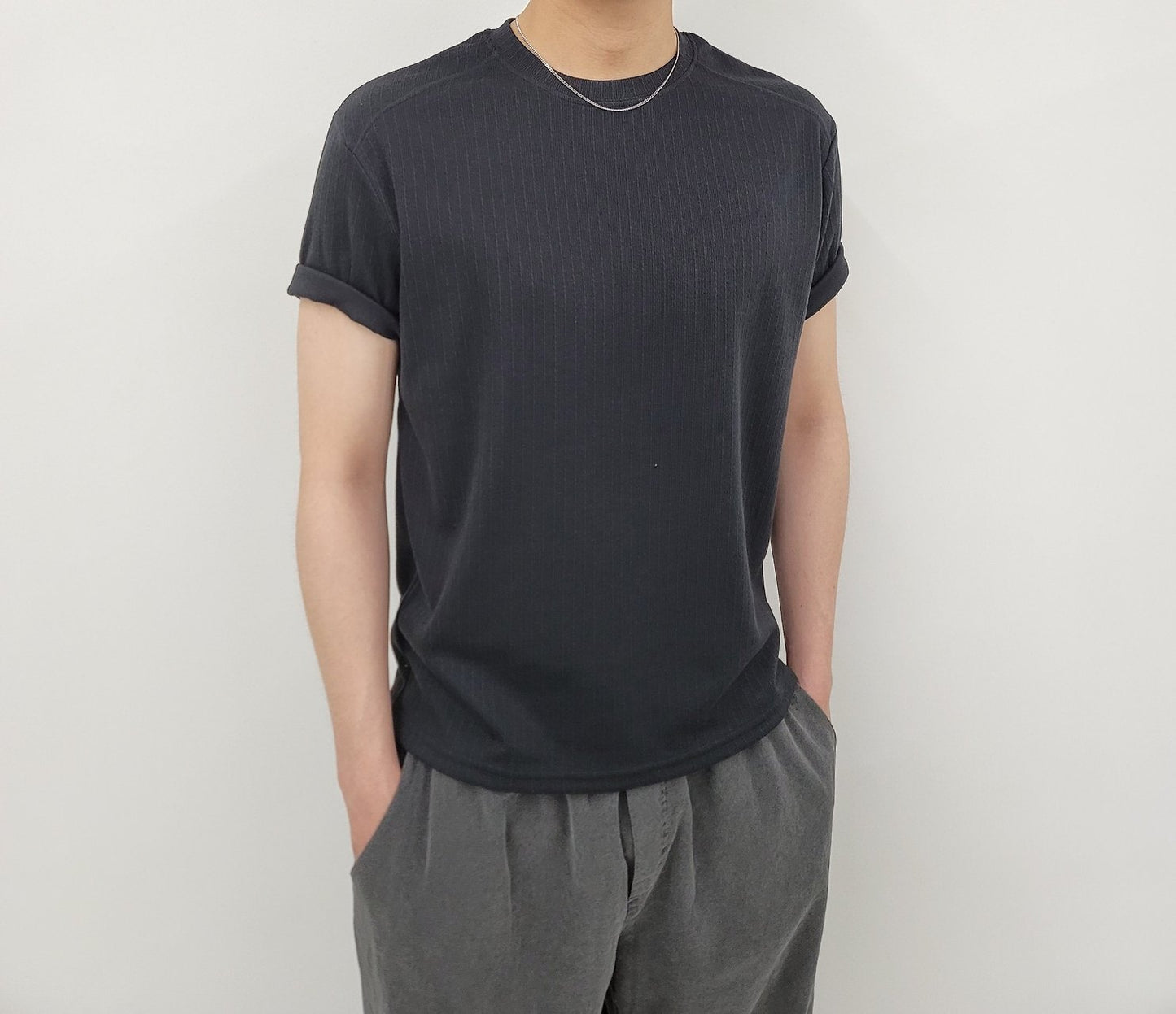 Shoulder Muscle Ribbed T-Shirt