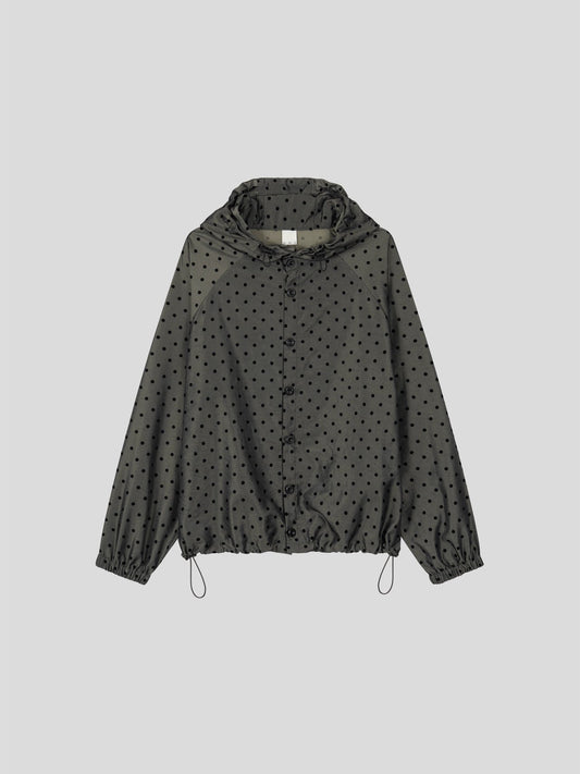 Dot Print Hooded Coach Jacket