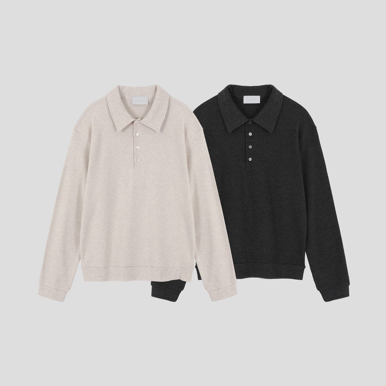 Angora Button-Collar Henley Knit Top