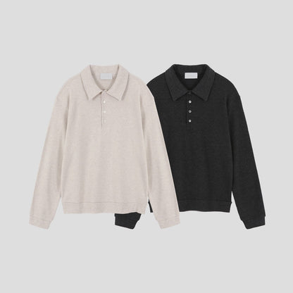 Angora Button Collar Henley Knit Tee