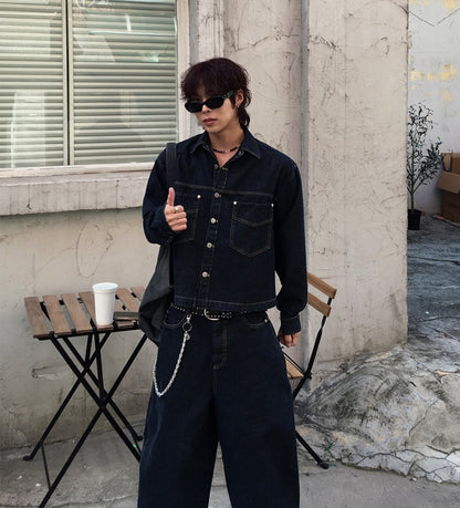 Broad Stripe Denim Set-up