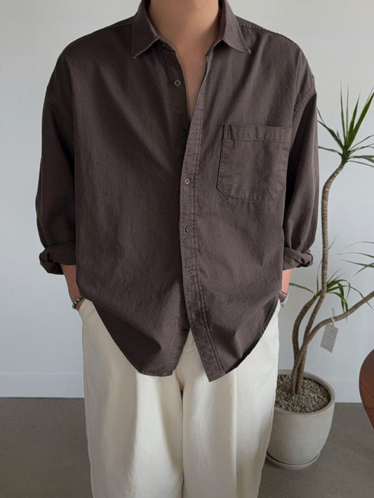Pigment-Washed Nylon Shirt Jacket