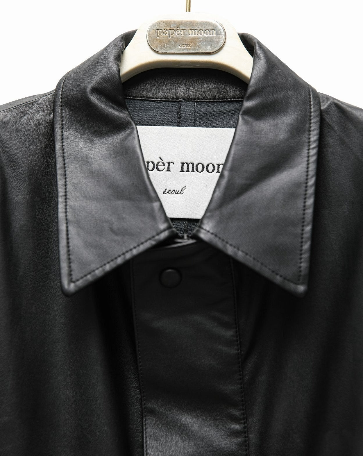 【PAPERMOON 페이퍼 문】SS / Oversized Vegan Leather Snap Button Detail Jumpsuit