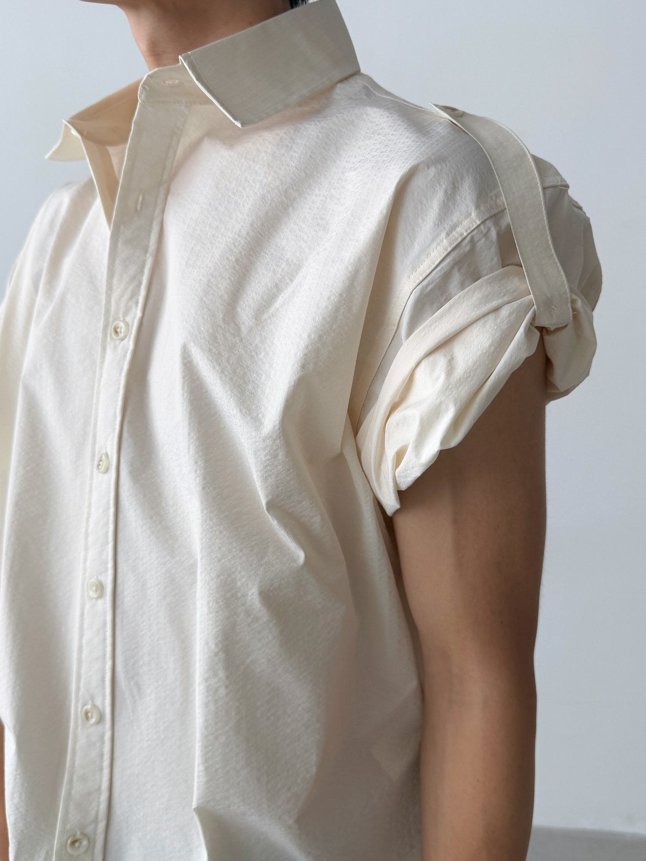 Pigment-Washed Nylon Shirt Jacket