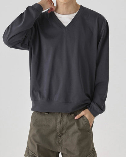 レイヤードVネック長袖Tシャツ