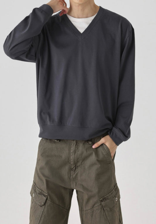 Layered V-Neck Long Sleeve Tee