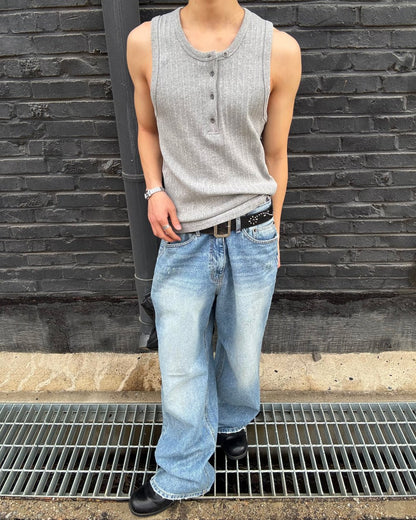 Compact Rib Henley Tank