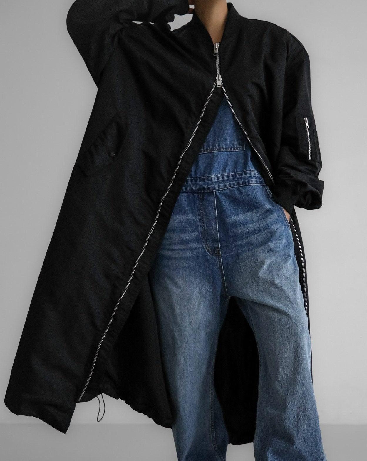 [PAPERMOON] SS / Oversized Maxi Length Two-way Zipped Detail MA-1 Bomber Coat