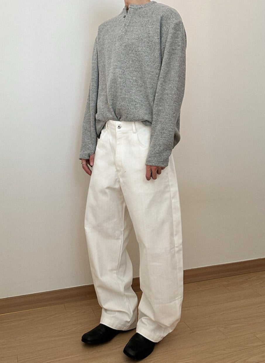 Balloon Stripe Tapered Denim Pants