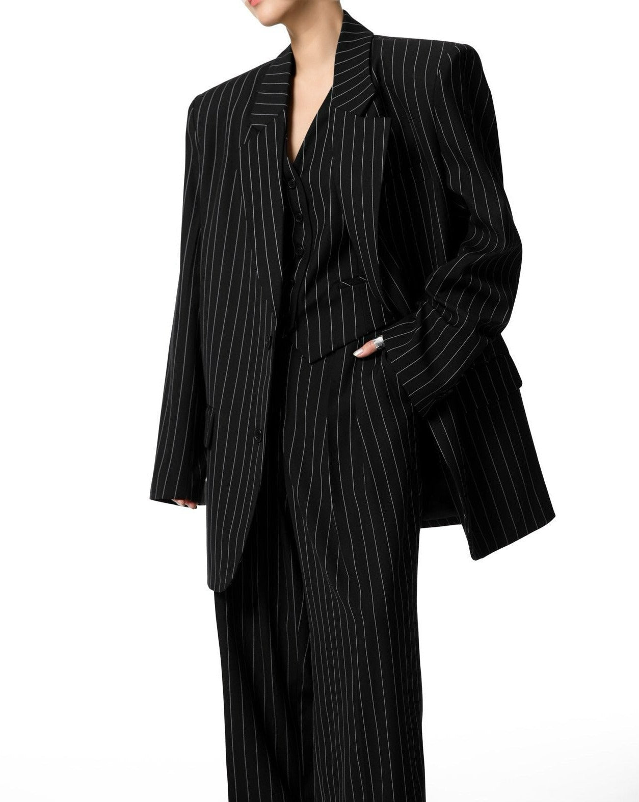 [PAPERMOON] SS / Wide Pin Stripe Set Up Suit Single Blazer