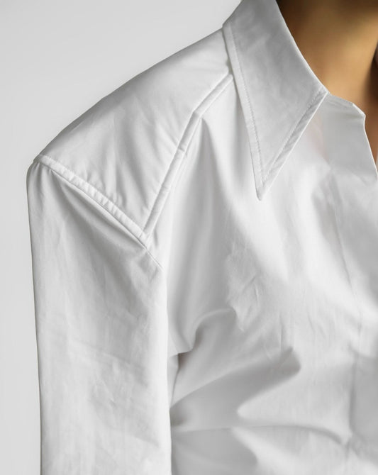【PAPERMOON 페이퍼 문】SS / Padded Shoulder Button Down Cotton Shirt