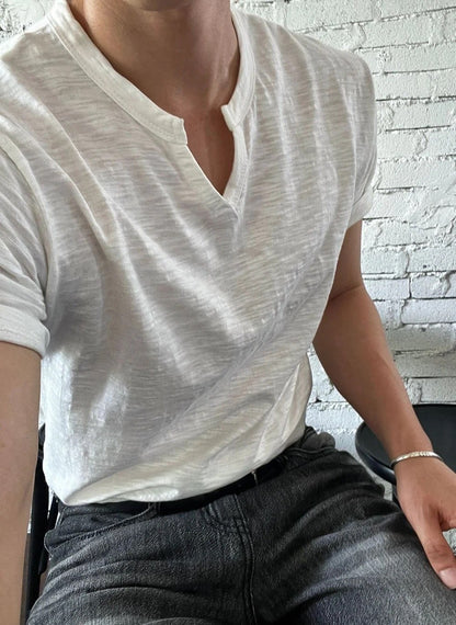 Rough Slub Skip Neck Tee