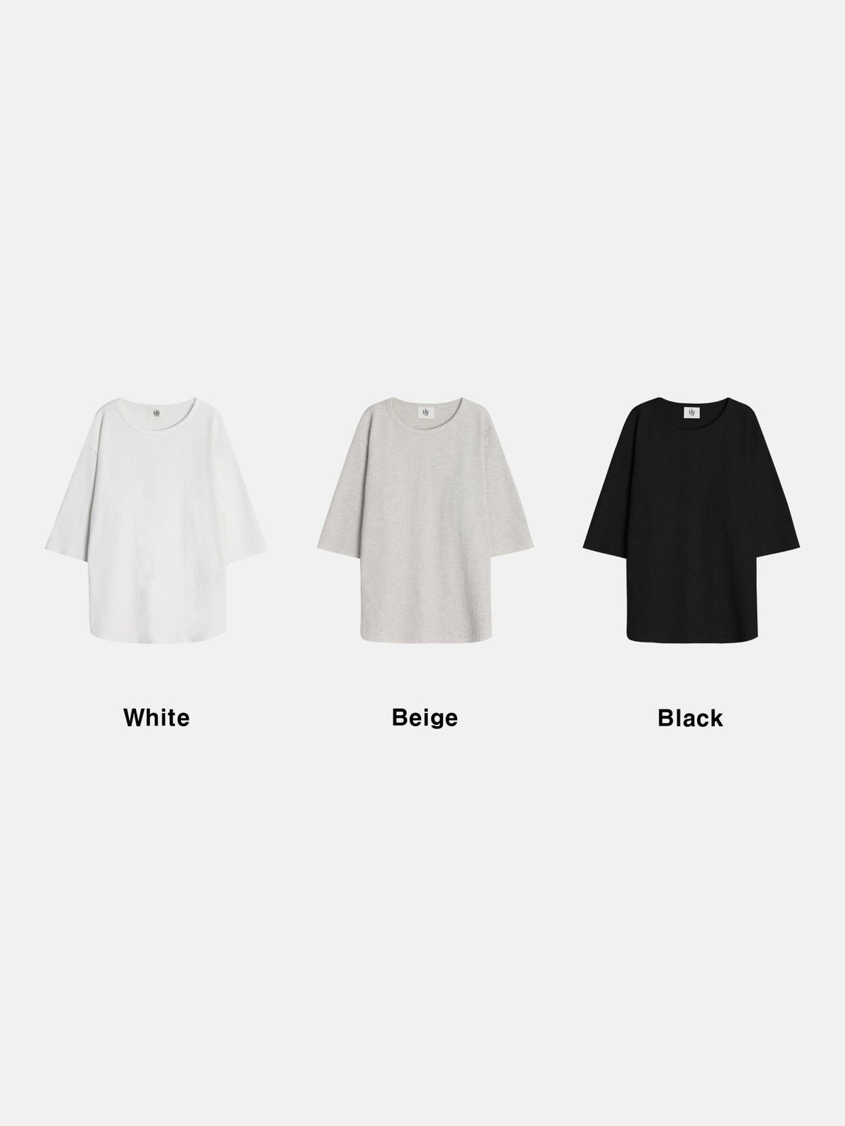 Ribbed Half-Sleeve Knit Tee