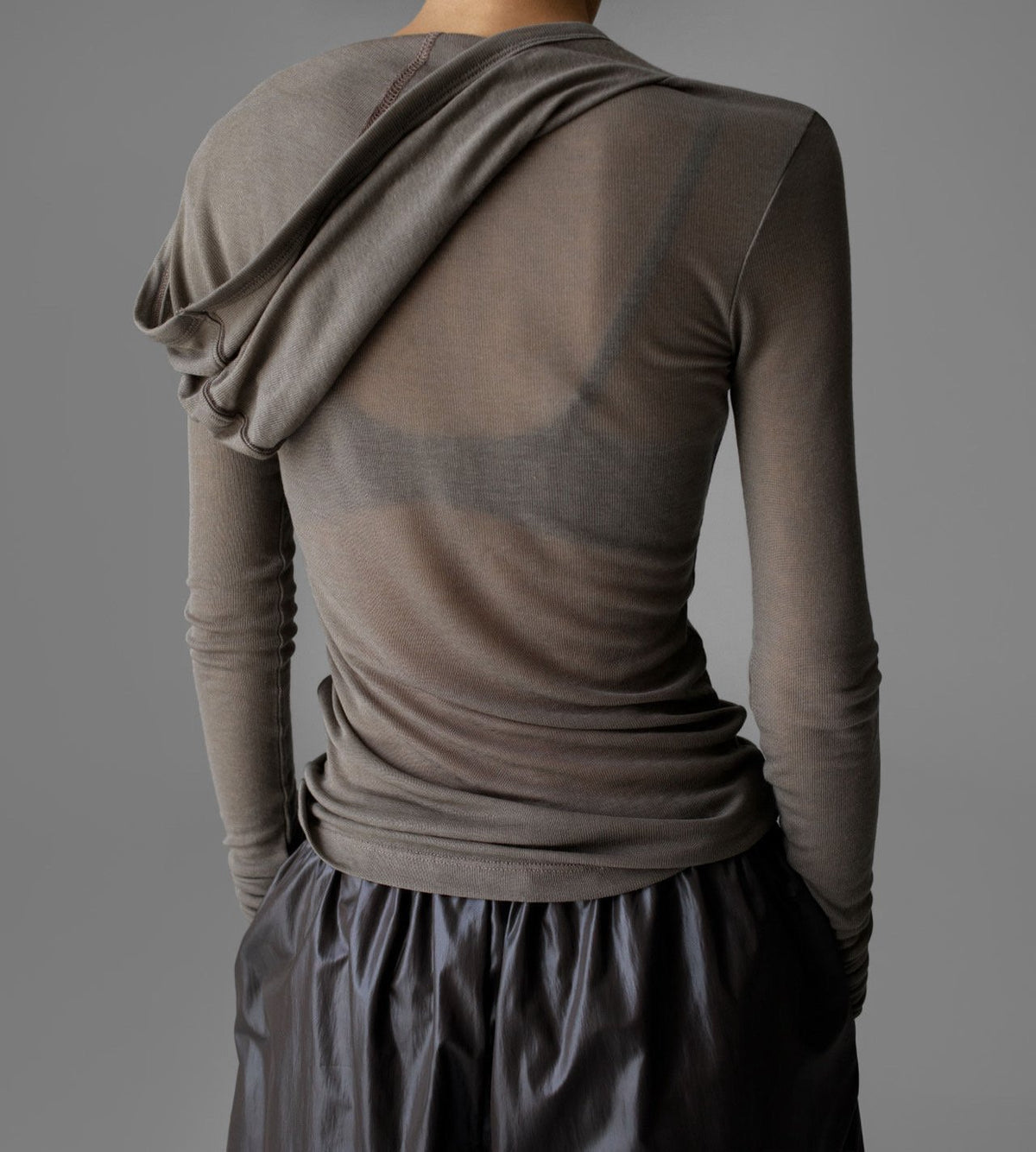 PAPERMOON Maxi Sleeve Sheer Hooded Top