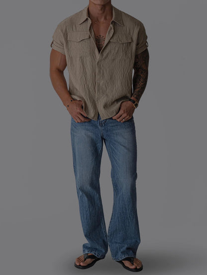 Wrinkle Pocket Roll-Up Shirt