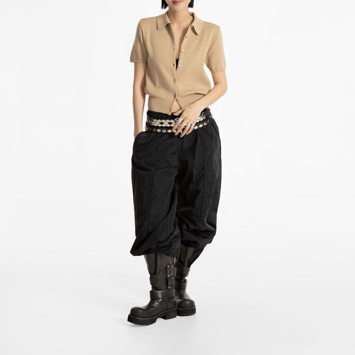 【PAPERMOON ペーパームーン】SS / Collared Short Sleeve Button Cardigan