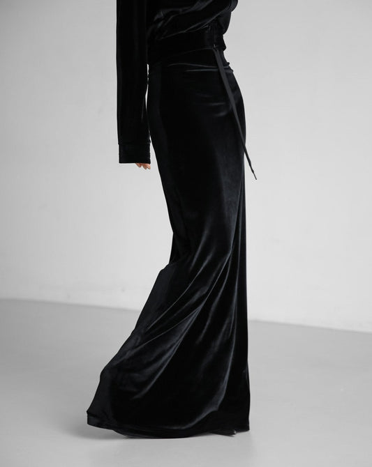 [Ready to ship] [PAPERMOON] AW / Velvet Banded Maxi Pencil Skirt