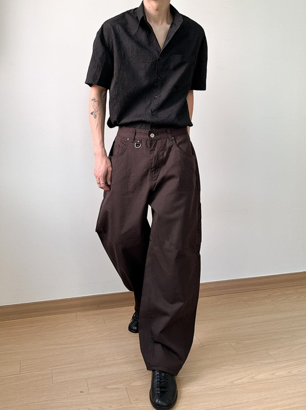 Crack Pattern Open-Collar Shirt