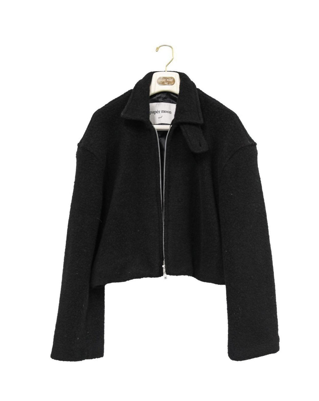 【즉납】【PAPERMOON 페이퍼 문】AW / Bouclé Alpaca Blend Wool Cropped Two Way Zipped Jacket