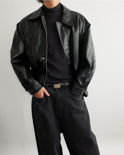 Soft Faux Leather Work Blouson