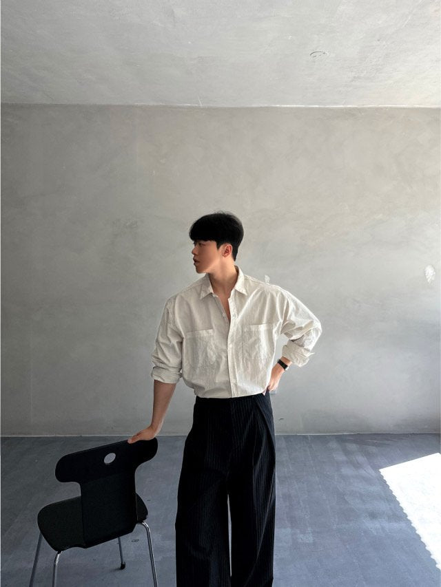 Pigment Washed Nylon Shirt Jacket