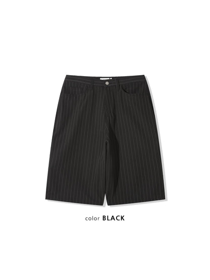 Pinstripe Wide Long Shorts