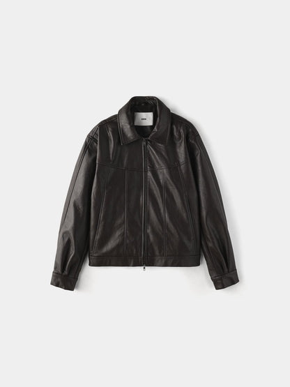 Curved Vegan Leather Jacket